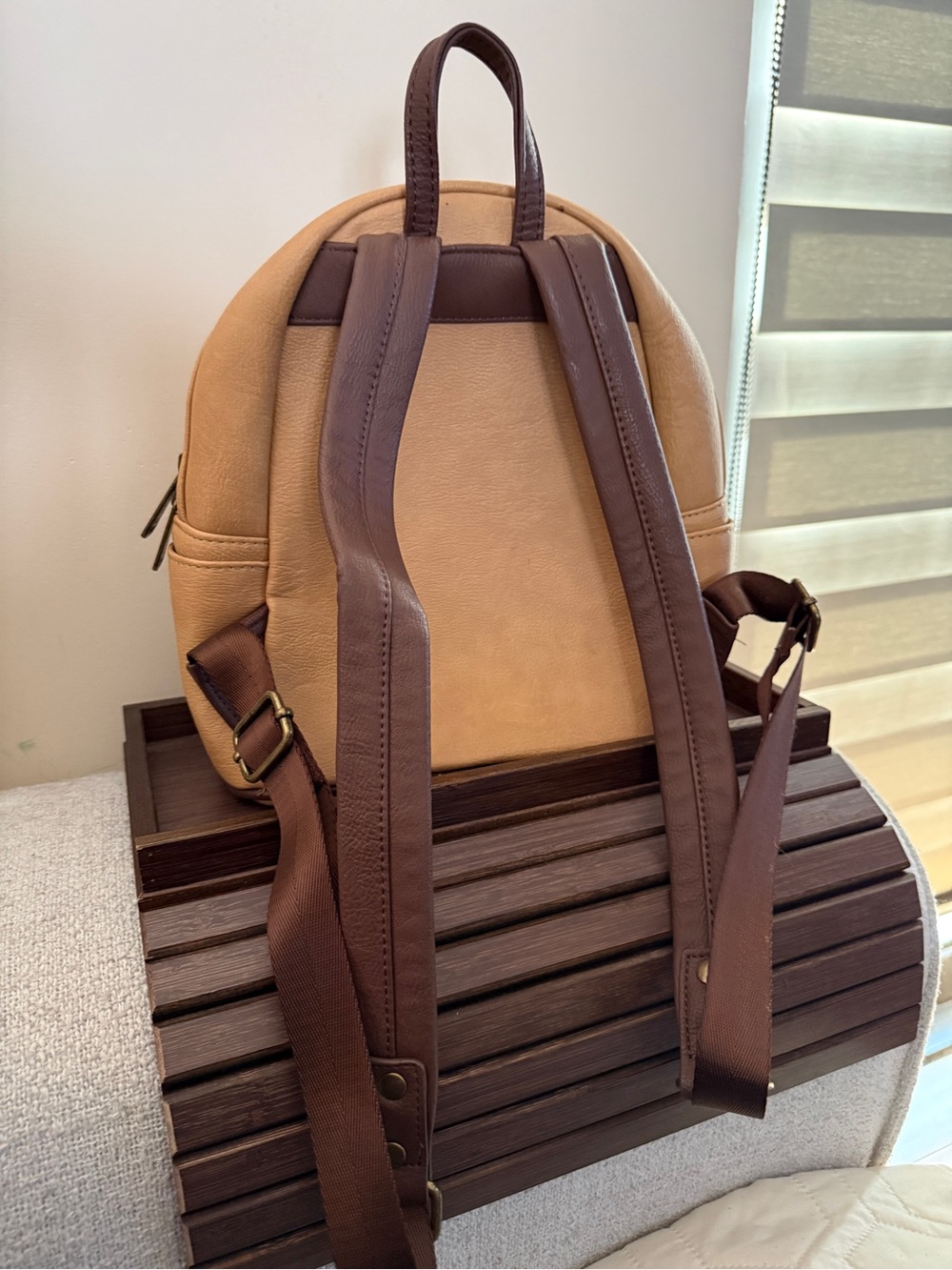 Loungefly Tan Dog Face Mini Backpack with Faux Fur Ears - Picture 3 of 3